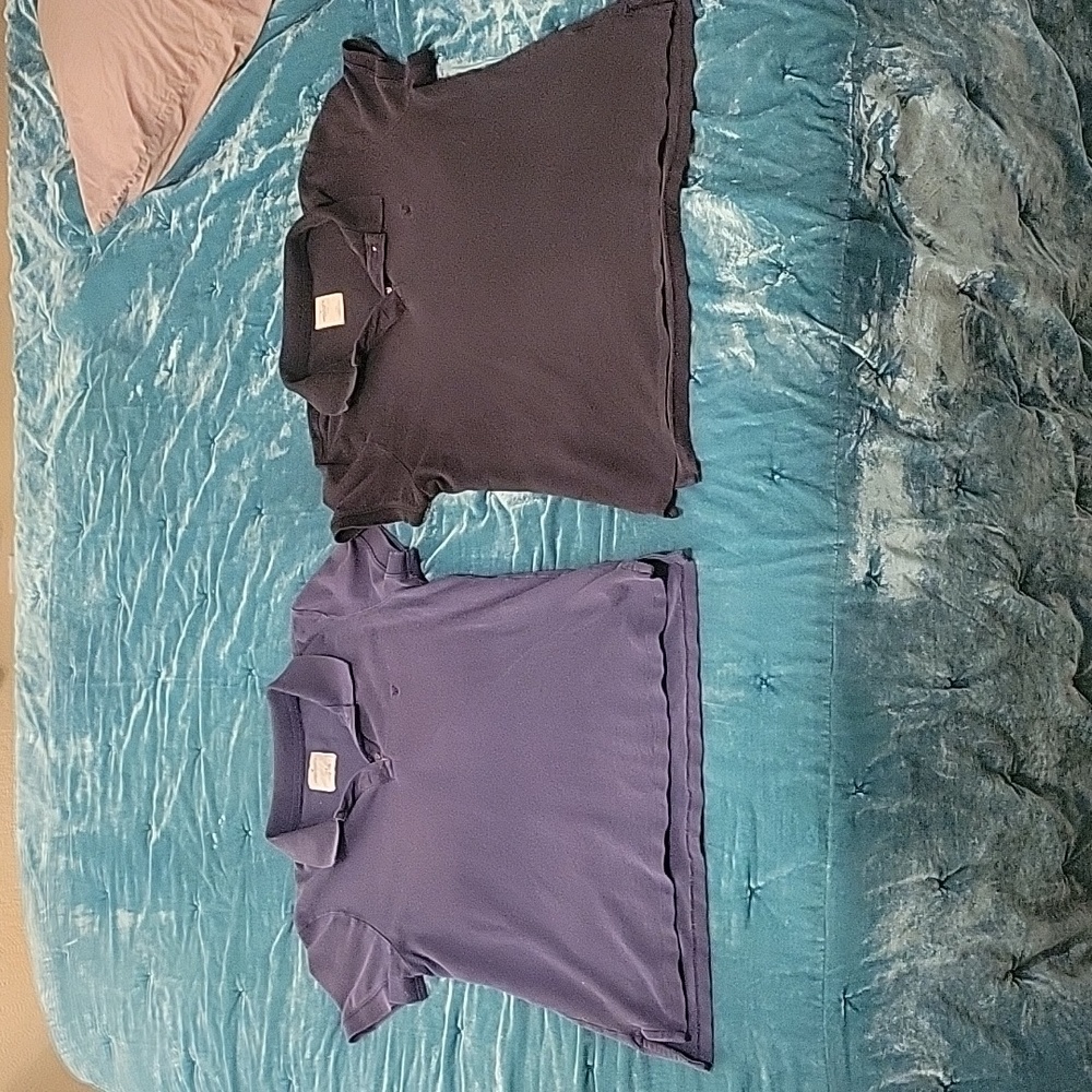 2 American Eagle Polos Navy and Black Size L